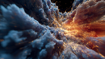 Leinwandbilder - An explosion of colorful particles creates a dynamic and energetic abstract background