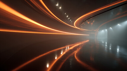Leinwandbilder - Neon lights streak through a futuristic tunnel, creating a sense of speed and perspective