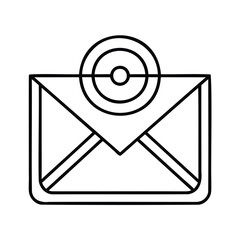 Poster - Handdrawn envelope with a circular target symbol on a mail letter