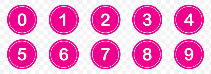 Set of 1 to 9 numbers simple design isolated. Typography set of Round 1 to 9 numbers. Numeral typographic flat icons set. Bullet point number icon set. Vector illustration. 