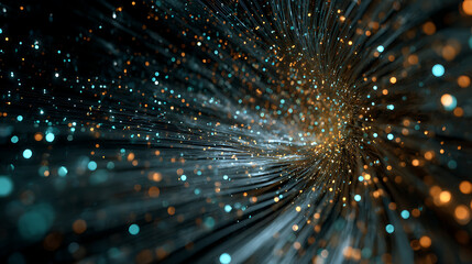 Leinwandbilder - A vibrant tunnel of light creates an abstract background with bokeh and futuristic energy