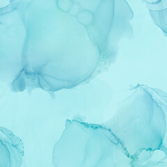 Poster - Abstract Teal And Turquoise Fluid Art Background With Soft Blending And Delicate Swirls Creating A Serene And Ethereal Vibe