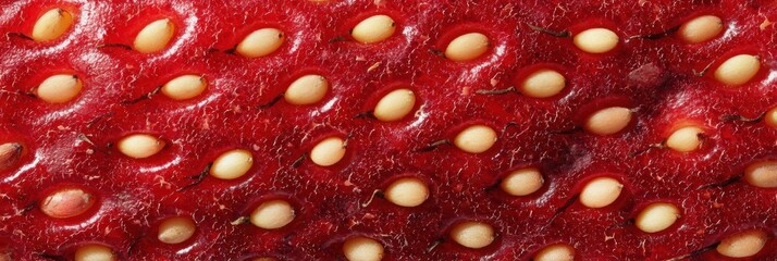 Poster - Detailed Close-Up of Strawberry Seeds Showcasing Zoomed Texture Against a Clean Surface