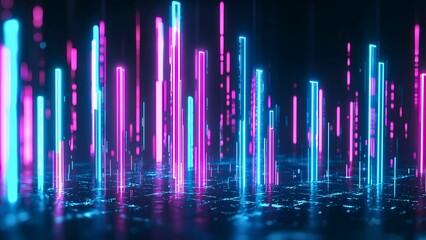 Poster - Vibrant neon lights creating a stunning visual display against a dark background