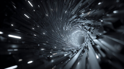 Leinwandbilder - A swirling metallic tunnel creates a sense of speed and futuristic travel