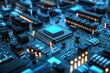 © Dn Design - computer chips assembly line in manufacturing plant, Computer chips being assembled on a manufacturing line in a factory setting