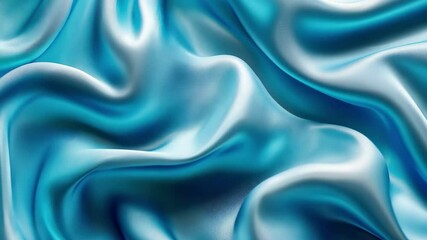 Poster - Smooth silk folds create a seamless texture in vibrant blue hues during soft lighting, Smooth silk folds 3D render seamless