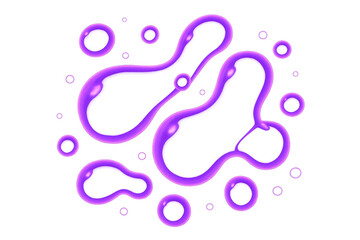 Poster - Swirling purple liquid shapes and translucent rings drifting against transparent background, generating fluid abstract visual composition