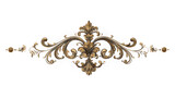 Baroque decorative element in gold isolated on transparent background
