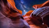 antelope canyon with night sky