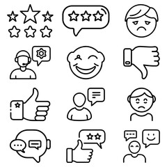 Poster - Illustration showing customer feedback icons including ratings, thumbs up, and sad faces displayed