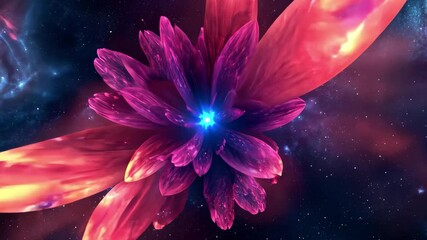 Wall Mural - beautiful space flower blooms in vibrant colors against a starry cosmic backdrop, very beautiful spa