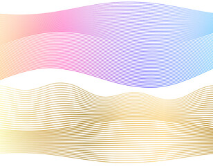Poster - Design elements. Wave of many sparkling lines. Abstract circle glow wavy shape on a white background isolated. Creative line art.  art deco style for wedding invitation