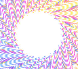 Poster - Design elements. Wave glittering rainbow lines. Design circle. Abstract glow wavy sign on white background isolated. Brush mesh glow effect creative line art. Vector frame page
