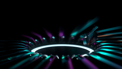 Poster - A vibrant, futuristic tunnel of neon light and geometric patterns creates an abstract portal to another dimension