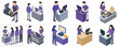 © logo - Isometric Style Diverse Customer Service Point Of Sale Illustration Set