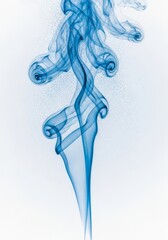 Poster - Blue Smoke Swirls Abstract - Abstract of blue smoke swirling against a white background. Elegant and ethereal
