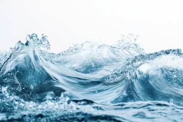 Aufkleber - Flowing and dynamic waves on a smooth white background create a serene and tranquil atmosphere, White Background Smoothly Waves Flowing seamles