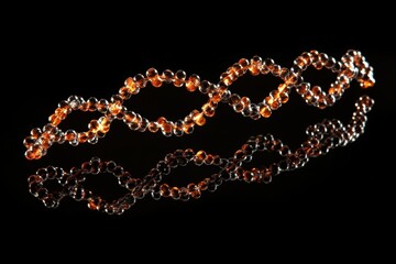 Poster - Exploring the connection between DNA strands and data processing in modern science, dna strand and data processing on black background