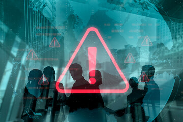 Poster - Cybersecurity alert warning showing red cyber for data breach, network threat, and cyber security system vulnerability with emphasis on security risk, caution, digital protection Vouch