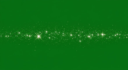 Poster - A green background with a horizontal line of glowing white stars and sparkling glitter effects