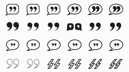 Leinwandbilder - Vector set of quotation marks speech bubbles and quote symbols for design and typography elements use case