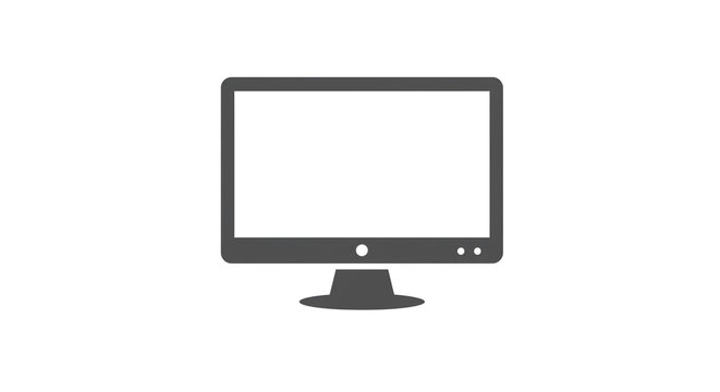 Illustration of a gray computer monitor with a stand on a white background in a simple style