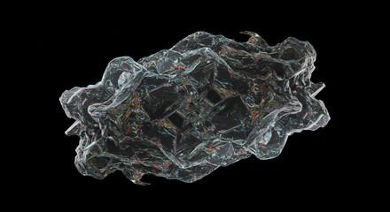 Poster - Abstract rendering of a crystalline structure with internal reflections on a black background