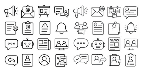 Poster - Collection of icons for various communication and messaging apps. The icons include a robot, a bell, a paper, and a person
