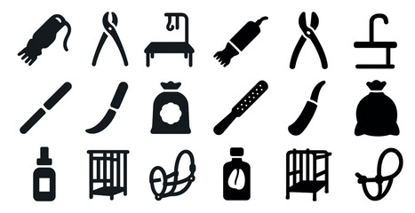 Poster - Collection of tools and objects, including scissors, pliers, and a bottle. Concept of organization and practicality