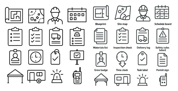 Collection of icons for various professions and tasks. The icons include a construction worker, a police officer, a firefighter, a doctor, and a teacher