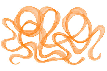 Poster - Dynamic, swirling orange ribbons create an abstract design against a transparent background, evoking movement and energy in digital art