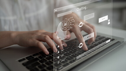 Fototapete - AI image generator interface enables image, AI, and generator process by converting user prompt into visual content using intelligent algorithms Latch