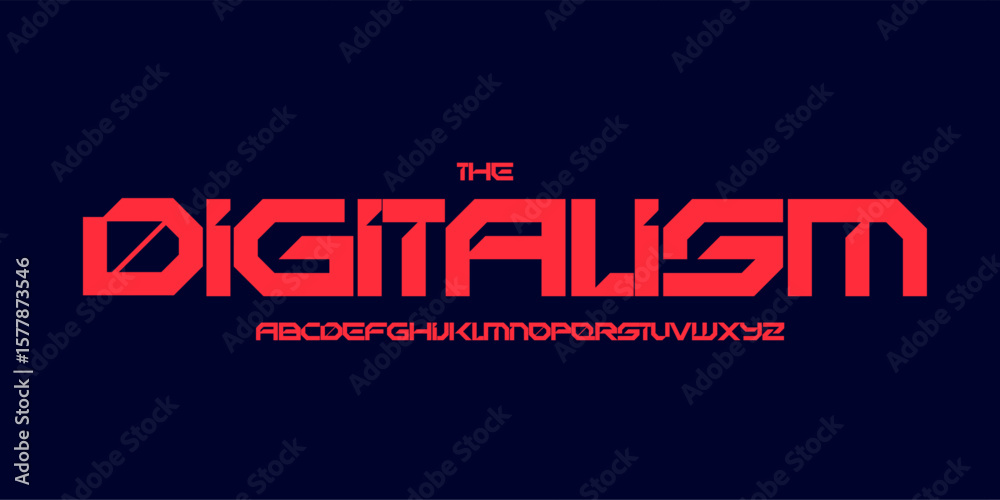 Futuristic techno logo font, angular sci-fi alphabet. Bold geometric ...