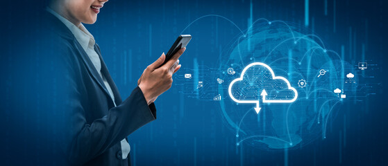 Aufkleber - Cloud computing enables digital growth with secure data storage, scalable infrastructure, and strategic cloud-based business solutions. Vouch