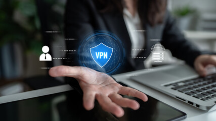 Poster - VPN security protects network access. VPN security encrypts data, hides identity, VPN security defends traffic, and VPN security secures connection from threats. Latch