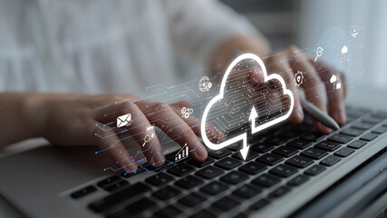 Poster - Cloud computing enables digital growth with secure data storage, scalable infrastructure, and strategic cloud-based business solutions. Latch