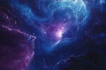 Wall Mural - Journey through the cosmos in vibrant colors and swirling nebulae, exploring deep space phenomena, Traveling through the stars and interstellar space Cosmic nebula Blue purple starry background