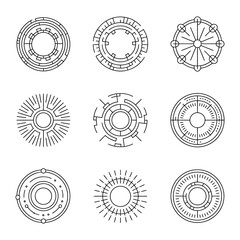 Poster - Set of abstract futuristic technology circles and elements HUD interface elements sci fi vector illustration isolated on a white background