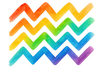 Aufkleber - Colorful gradient zigzag stripes creating a vibrant and cheerful watercolor pattern on a transparent background