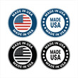 © Jakiya Graphics - Made in USA Badge Vector Icon. Patriotic Labels, Stamps & Round Flag Graphics. made in usa stamp circle vector design