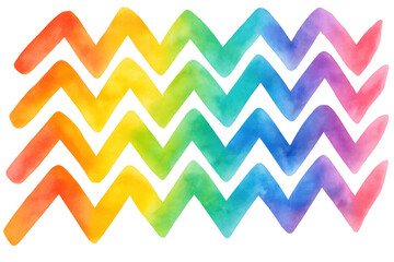Leinwandbilder - Seamless watercolor rainbow chevron pattern creating a vibrant and colorful design on a transparent background