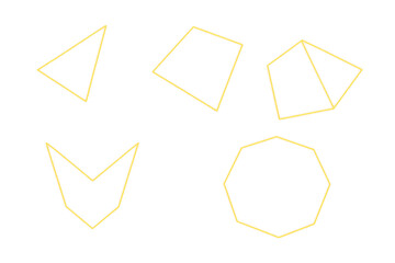 Poster - Golden-edged geometric shapes overlaying transparent backdrop, presenting sleek contemporary graphic design pattern