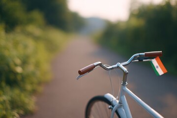 Poster - bicycle with tiny indian flag attached to handlebar