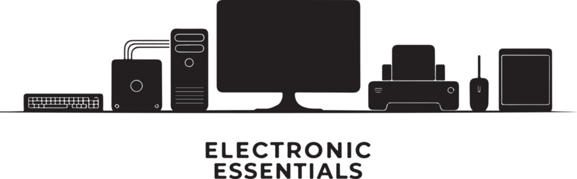 Black computer peripherals and monitor keyboard mouse