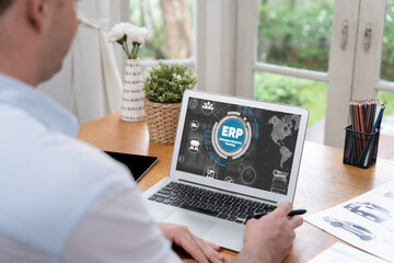 Poster - ERP enterprise resource planning software for brisk business to plan the marketing strategy