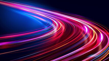 Fototapete - Light trails turning on a dark background