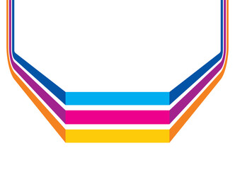 Fototapete - Bright arch. Abstract pattern of colored yellow, blue and purple parallel lines on a white background. Vector Striped background in retro style for advertising, packaging, web design. Design element.