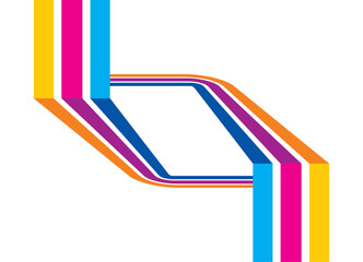 Fototapete - Frame. Abstract pattern of colored yellow, blue and purple broken parallel lines on a white background. Vector striped background in retro style. Colorful sports design element.