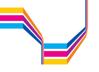 Fototapete - Abstract pattern of colored yellow, blue and purple broken parallel lines on a white background. Vector Striped background in retro style for advertising, packaging, web design. Colorful sports design